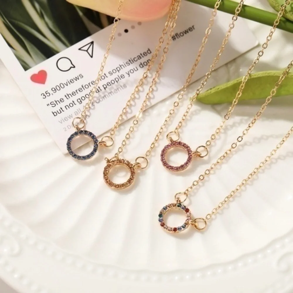 Blue Rhinestone Pendant Necklace